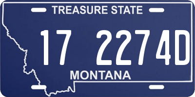 MT license plate 172274D