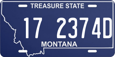 MT license plate 172374D