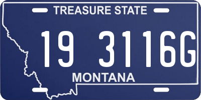 MT license plate 193116G