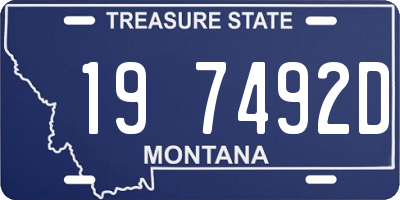 MT license plate 197492D