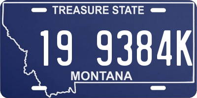 MT license plate 199384K