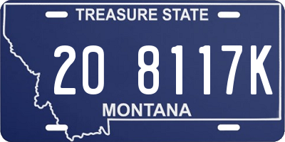 MT license plate 208117K
