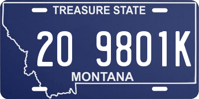 MT license plate 209801K