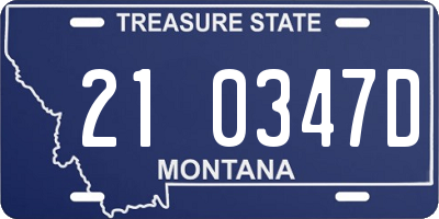 MT license plate 210347D
