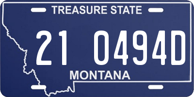 MT license plate 210494D