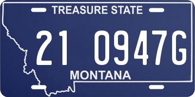 MT license plate 210947G