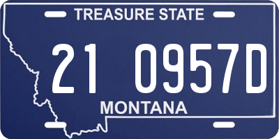 MT license plate 210957D