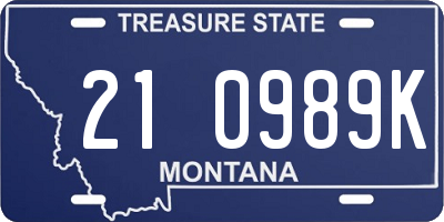 MT license plate 210989K
