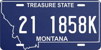 MT license plate 211858K