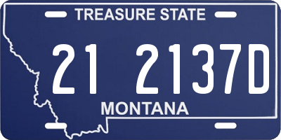 MT license plate 212137D
