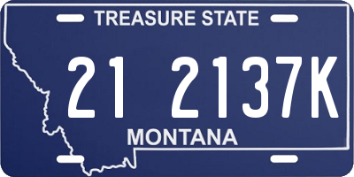 MT license plate 212137K
