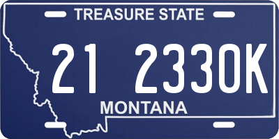 MT license plate 212330K
