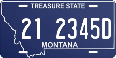 MT license plate 212345D