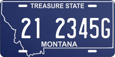 MT license plate 212345G