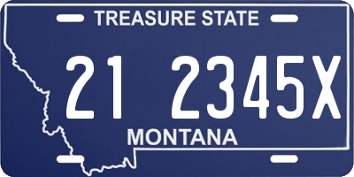 MT license plate 212345X