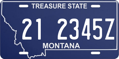 MT license plate 212345Z