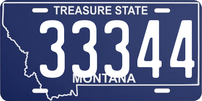 MT license plate 33344