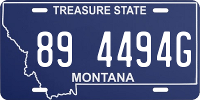 MT license plate 894494G