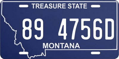 MT license plate 894756D