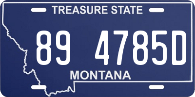 MT license plate 894785D