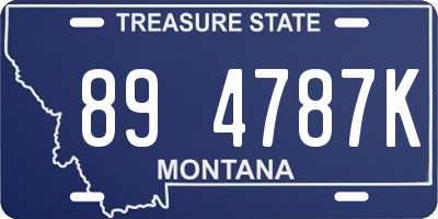 MT license plate 894787K