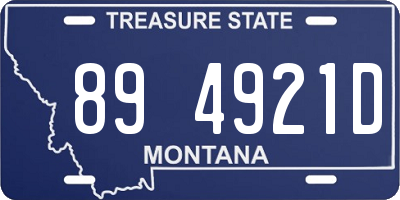 MT license plate 894921D