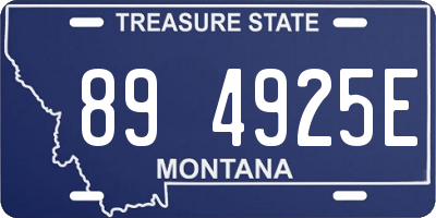 MT license plate 894925E