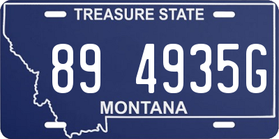MT license plate 894935G