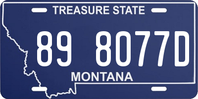 MT license plate 898077D