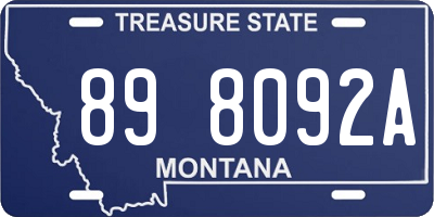 MT license plate 898092A