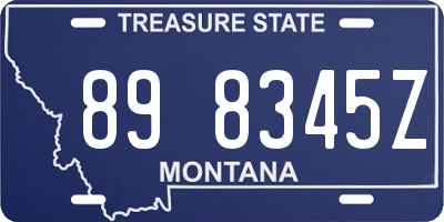 MT license plate 898345Z