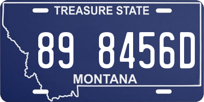 MT license plate 898456D