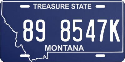 MT license plate 898547K