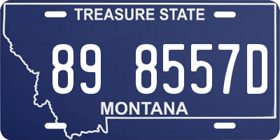MT license plate 898557D