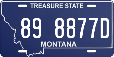 MT license plate 898877D