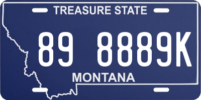 MT license plate 898889K