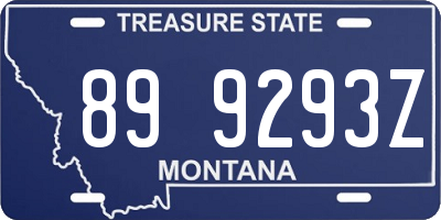 MT license plate 899293Z