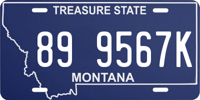 MT license plate 899567K