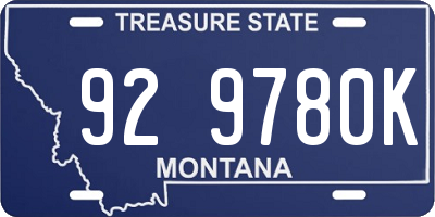 MT license plate 929780K