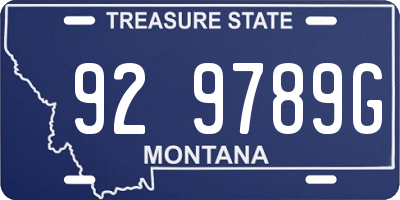 MT license plate 929789G