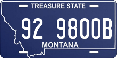 MT license plate 929800B