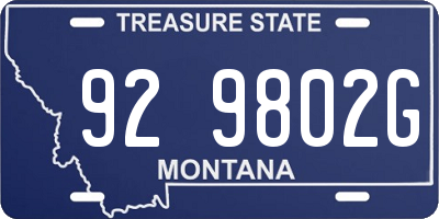 MT license plate 929802G