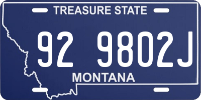 MT license plate 929802J