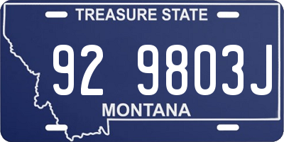 MT license plate 929803J