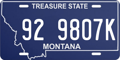 MT license plate 929807K