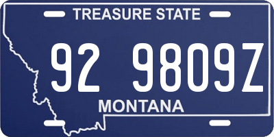 MT license plate 929809Z