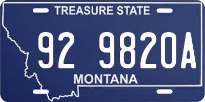 MT license plate 929820A