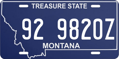 MT license plate 929820Z