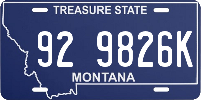 MT license plate 929826K