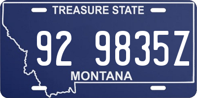 MT license plate 929835Z